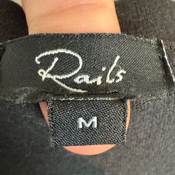 Rails Tori Black Ruched Tie Midi Cotton Dress Short Sleeve M - Picture 5 of 11